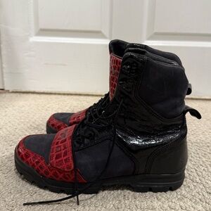 SNKR black and red high top sneaker
